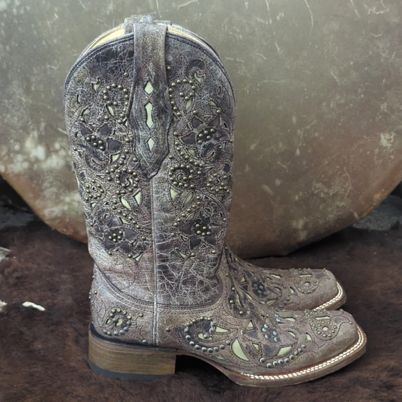 CORRAL A1121 "Jessica" distressed leather studded cowgirl western boots sz 7.5 - Picture 6 of 15